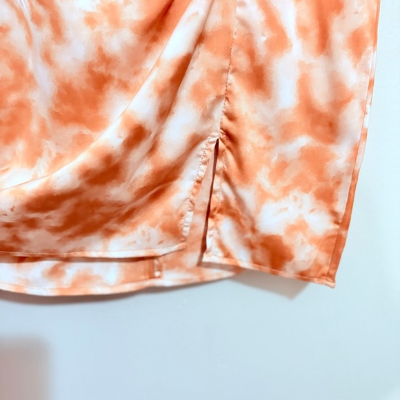 3/$10⚡️Forever21 Orange Tie Dye Asymmetrical Ruched Spaghetti Strap Dress - Picture 5 of 15